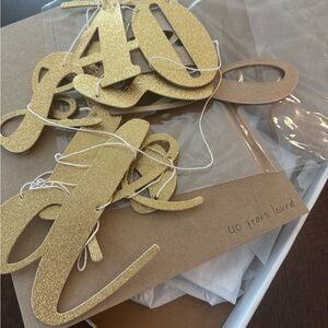 Gold Glitter 40th Birthday Party Banner “40 years loved” custom